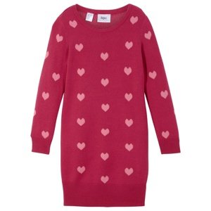 BONPRIX pletené šaty se srdci Barva: Růžová, Velikost: 140/146