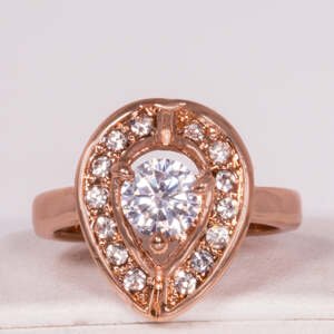 Pozlacený Slitinový Prsten s Bílým Emporia® Křišťálem, Velikost: 51-50