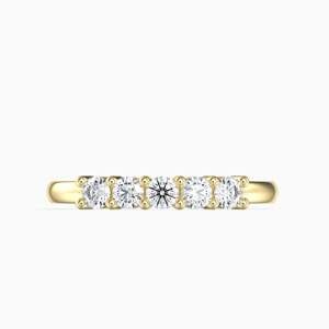 14K Zlatý Prsten s 5 Bílým Diamantem, Velikost: 54-55