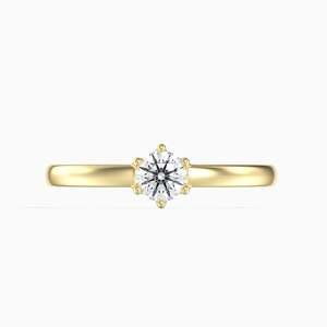 14K Zlatý Prsten s Bílým Diamantem s GIA certifikátem, Velikost: 54-55