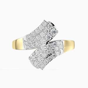 14K Zlatý Prsten s 36 Bílým Diamantem, Velikost: 54-55