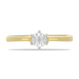 Pozlacený Stříbrný Prsten s Bílým Diamantem, Velikost: 57-56