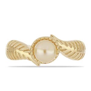 Pozlacený Stříbrný Prsten s Jihomořskou Zlatou Perlou, Velikost: 54-55